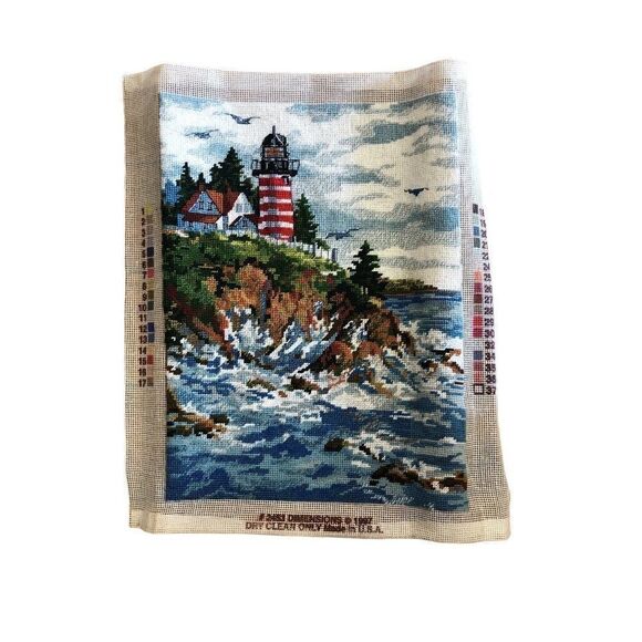Vintage Dimensions The Lighthouse Finished Embroidery - Picture 1 of 3